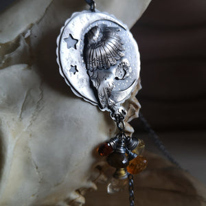 The Barn Owl Necklace II - Lariat Multistone Necklace