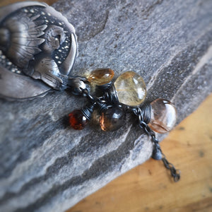 The Barn Owl Necklace I - Lariat Multistone Necklace