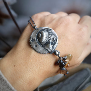 The Barn Owl Necklace I - Lariat Multistone Necklace