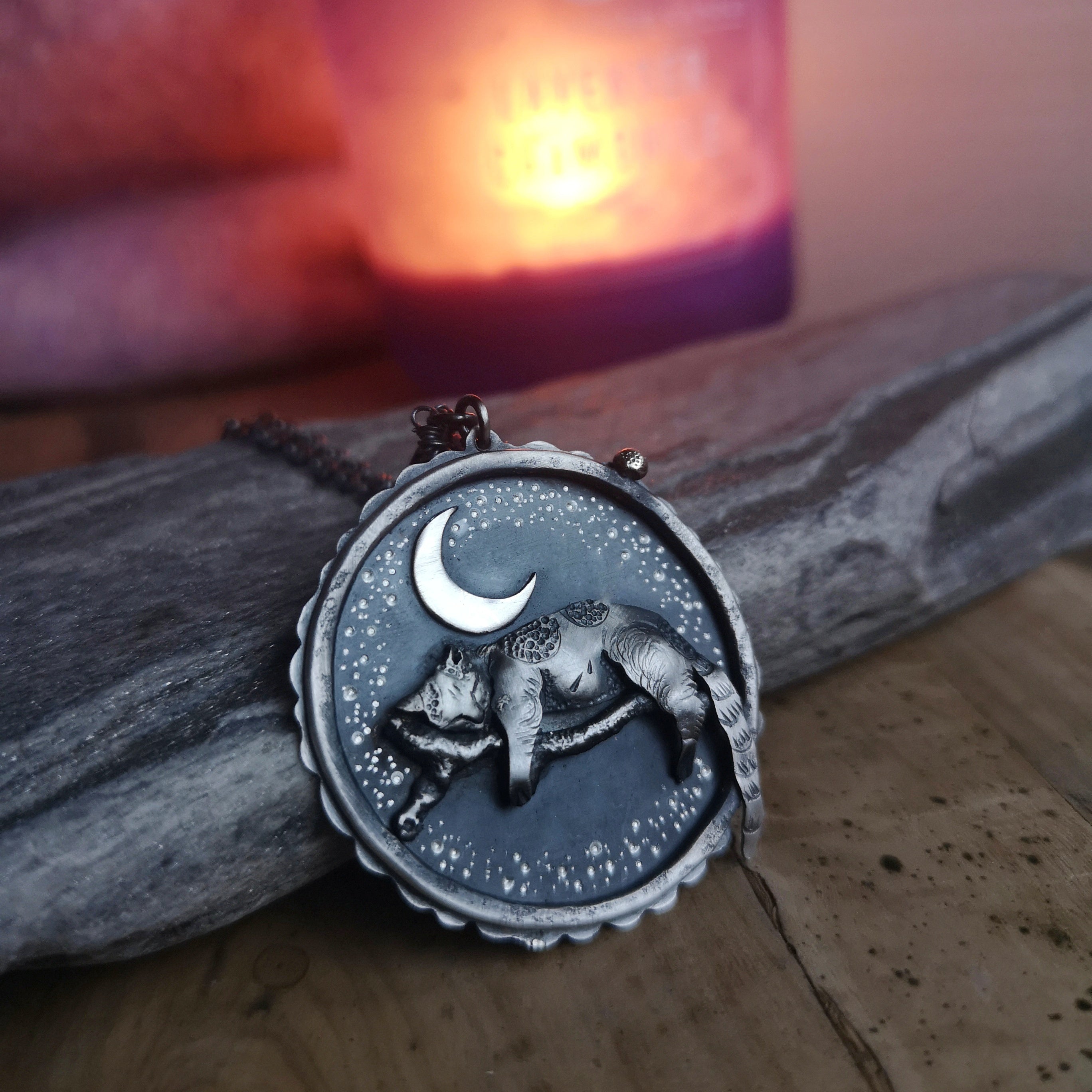 Dream with a Cat II - Shadowbox Necklace