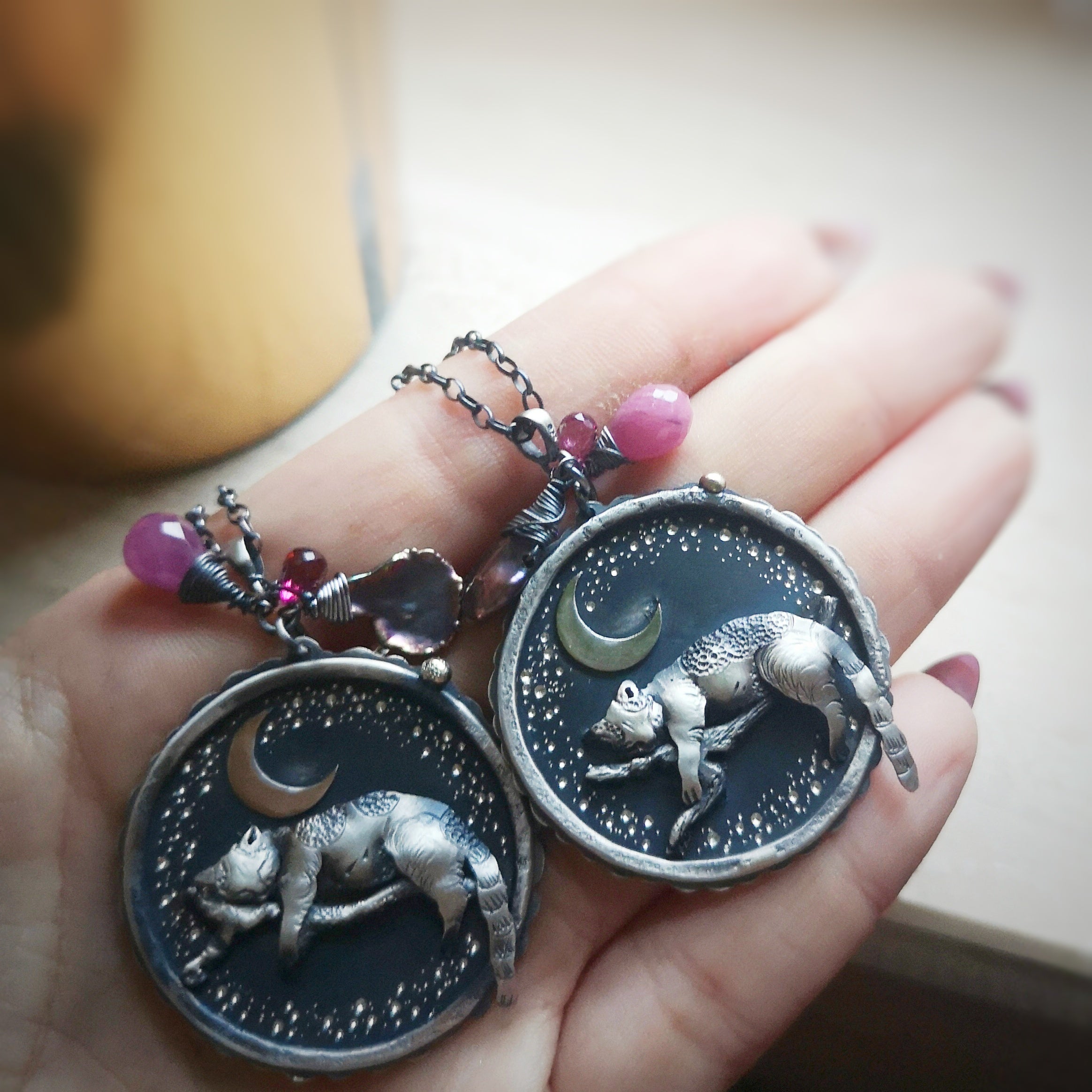 Dream with a Cat II - Shadowbox Necklace