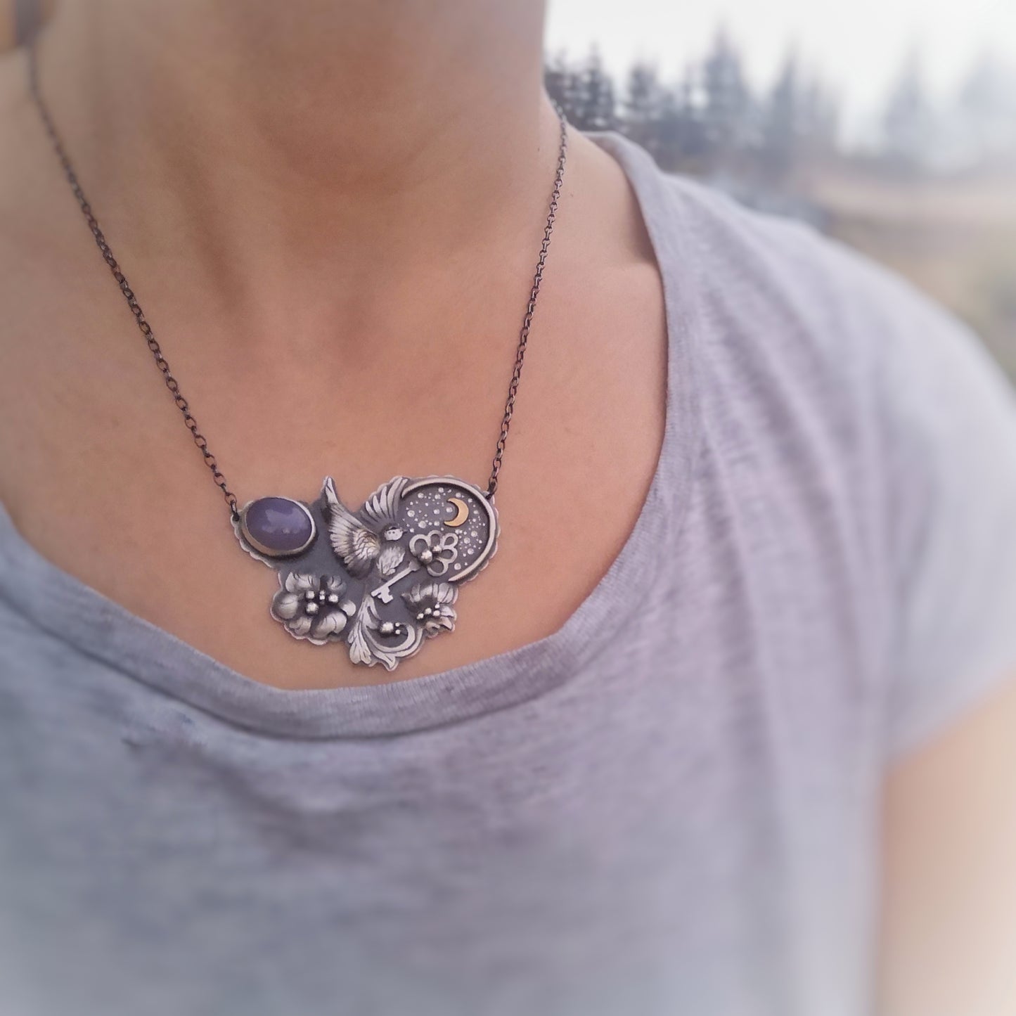 The Key To Life Necklace with Holly Chalcedony