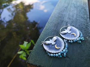 Sacred Wings Earrings- Eagle Keum Boo and Aquamarine Earrings