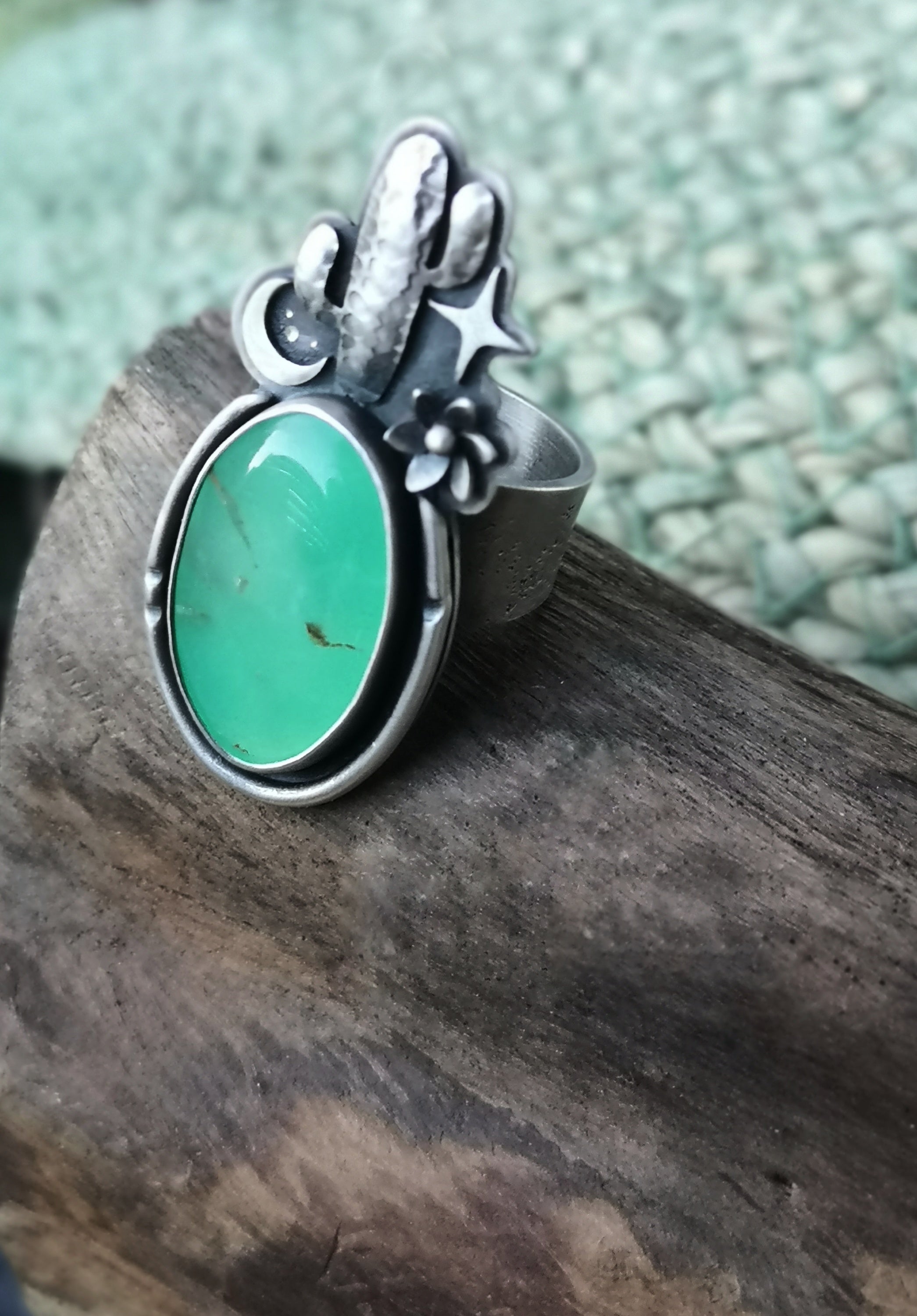 SALE: Saguaro Ring with Chrysoprase 9.25 US