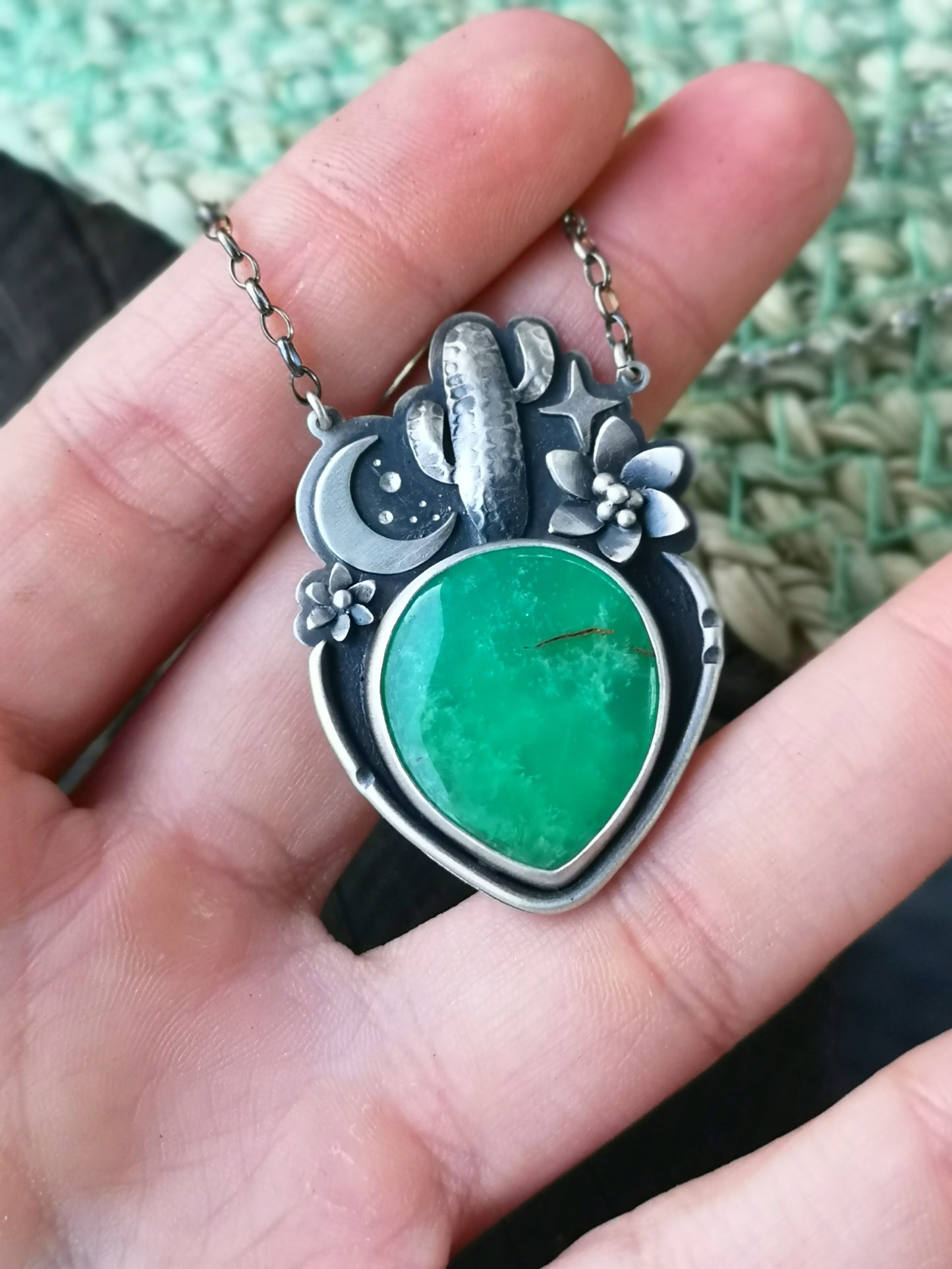 Saguaro Necklace with Chrysoprase