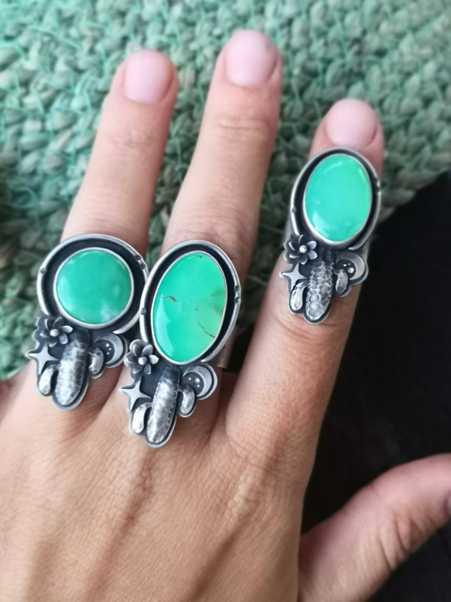 Saguaro Ring with Chrysoprase 8.5 US