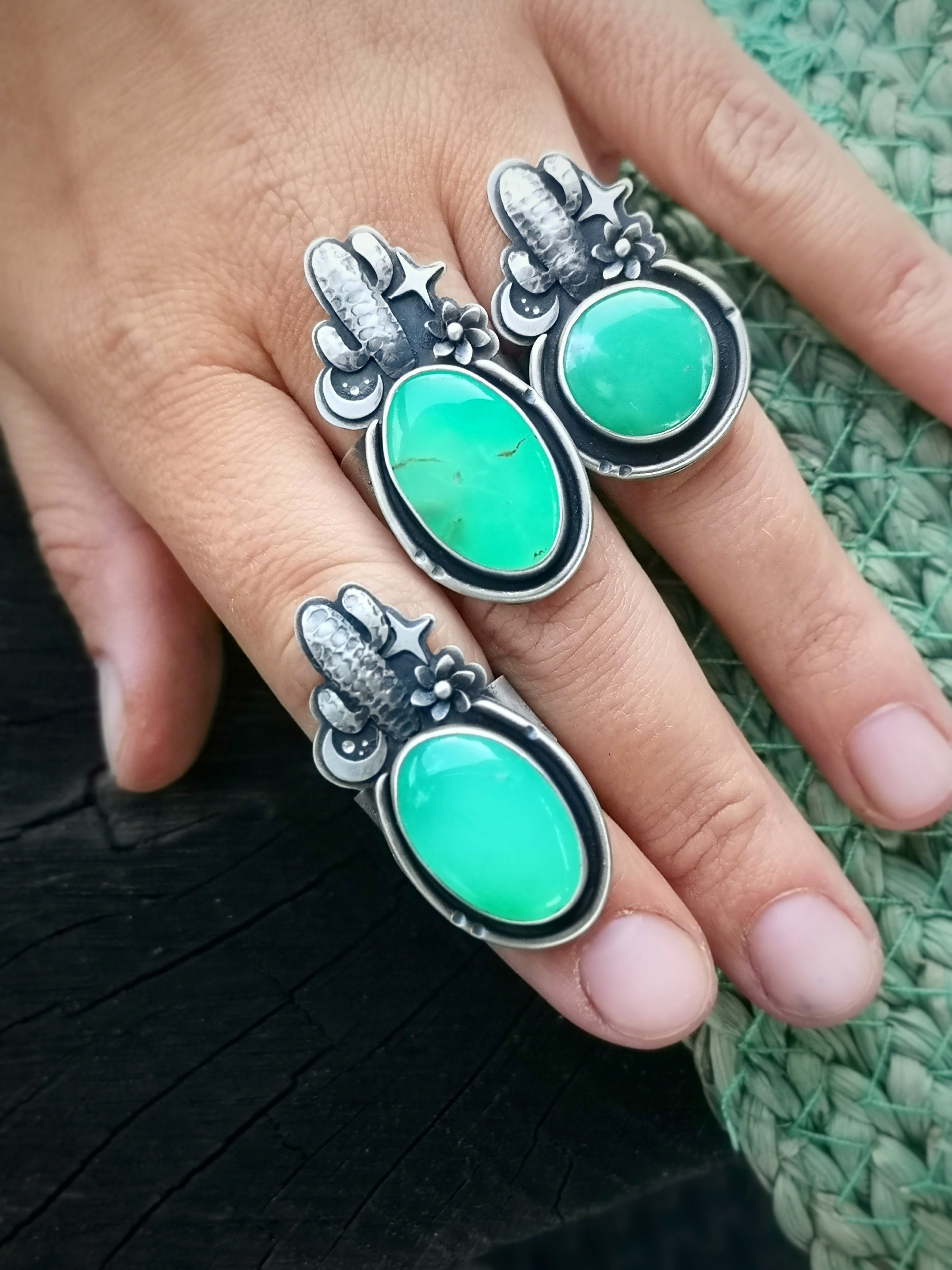 Saguaro Ring with Chrysoprase 8.5 US