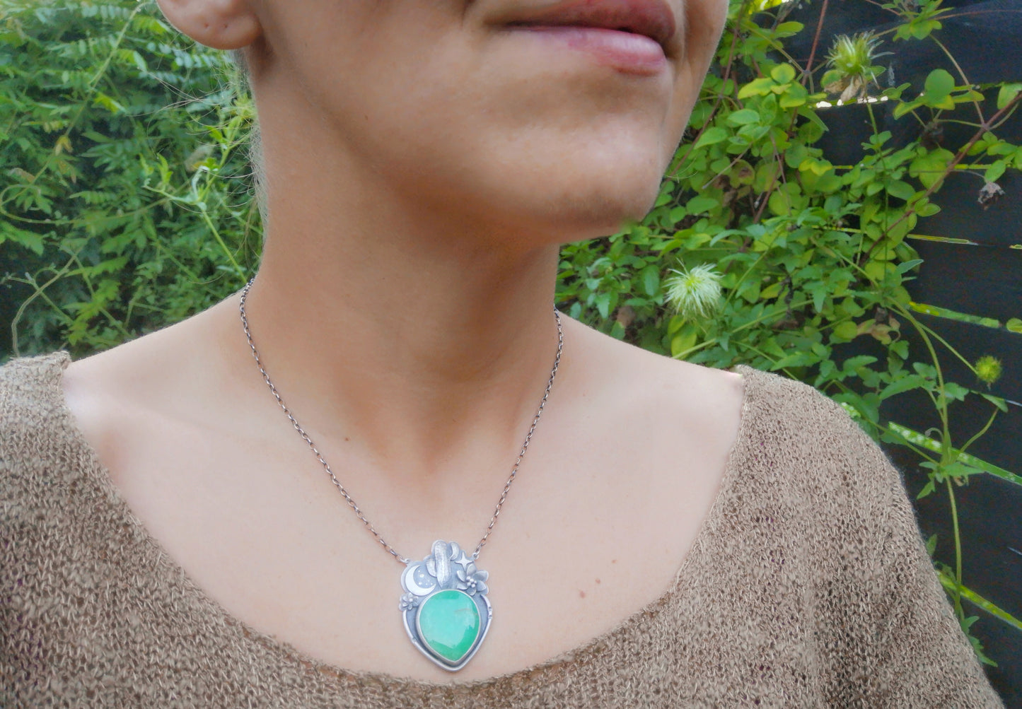 Saguaro Necklace with Chrysoprase