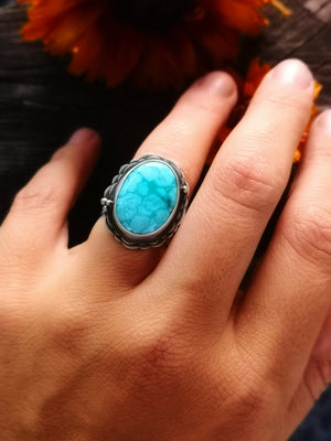 The Bloomer Ring - White Water Turquoise 7 US