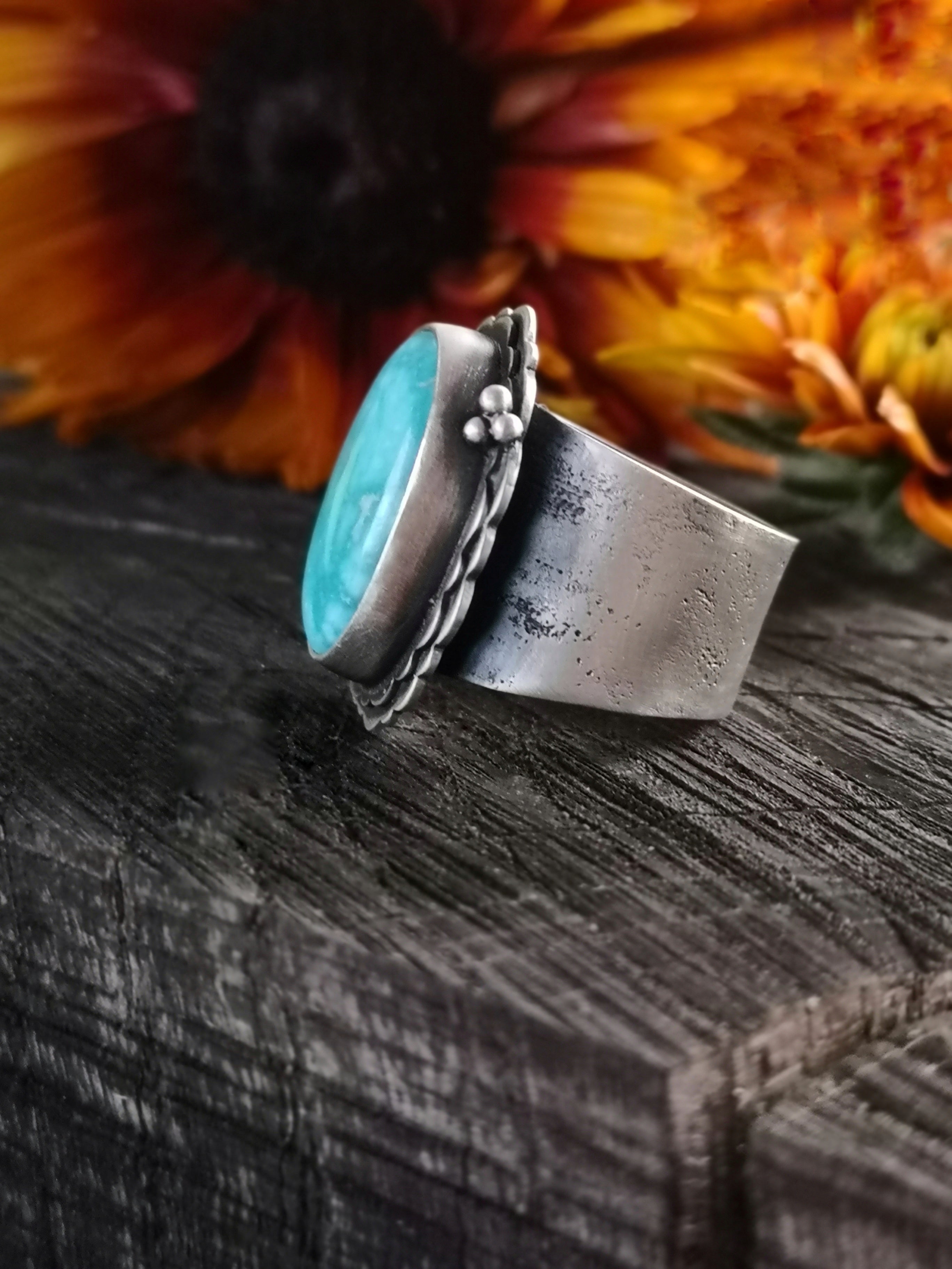 SALE: The Bloomer Ring - White Water Turquoise 8.5 US