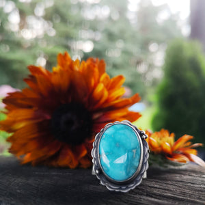 SALE: The Bloomer Ring - White Water Turquoise 8.5 US