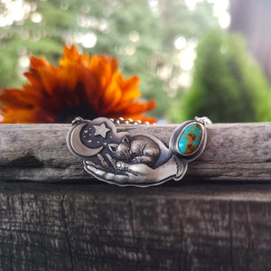 Night Fox Necklace - Arc Necklace with Turquoise