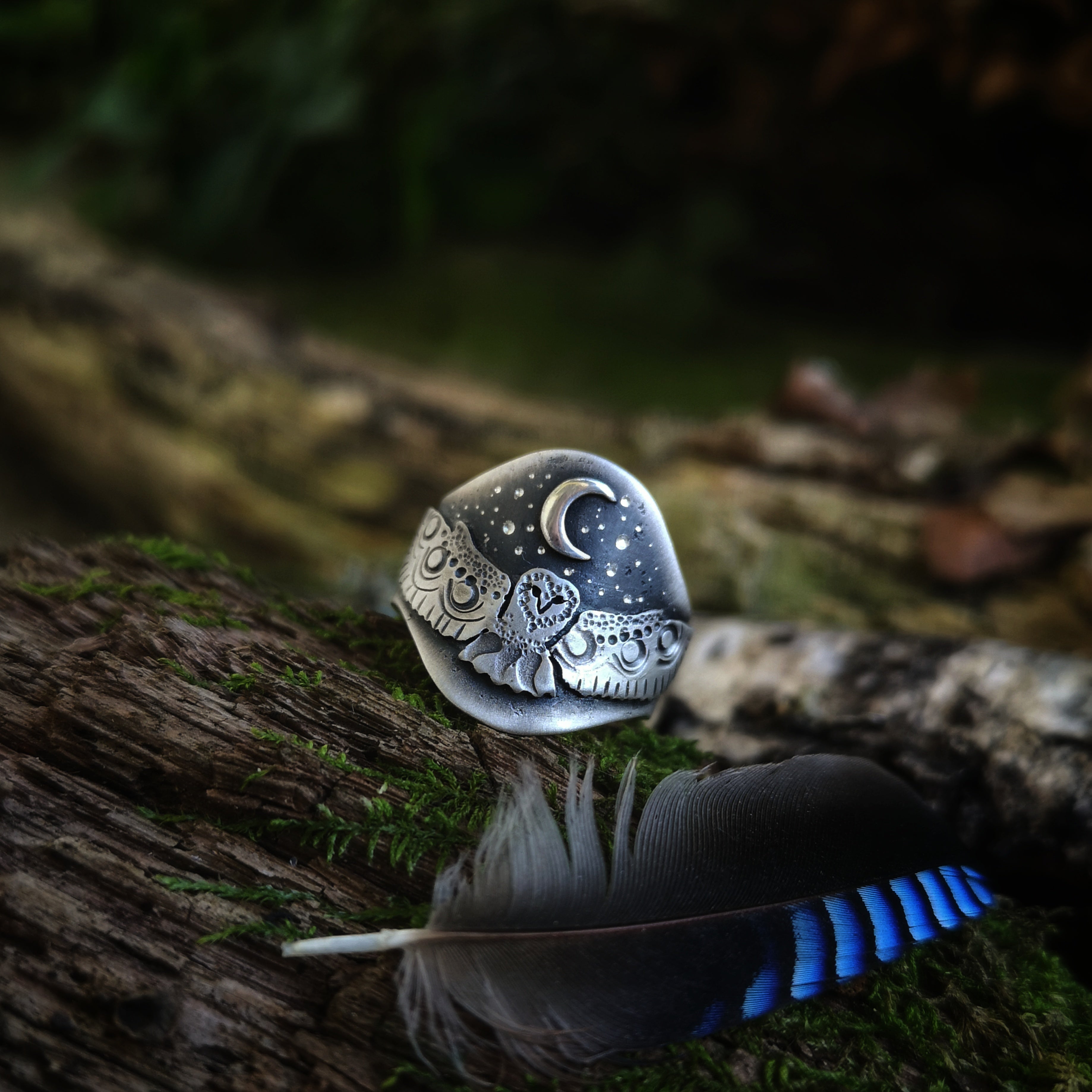 MADE TO ORDER The Barn Owl Ring - Totem Owl Ring