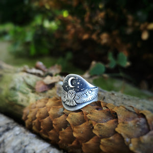 RESERVED - MADE TO ORDER The Barn Owl Ring - Totem Owl Ring