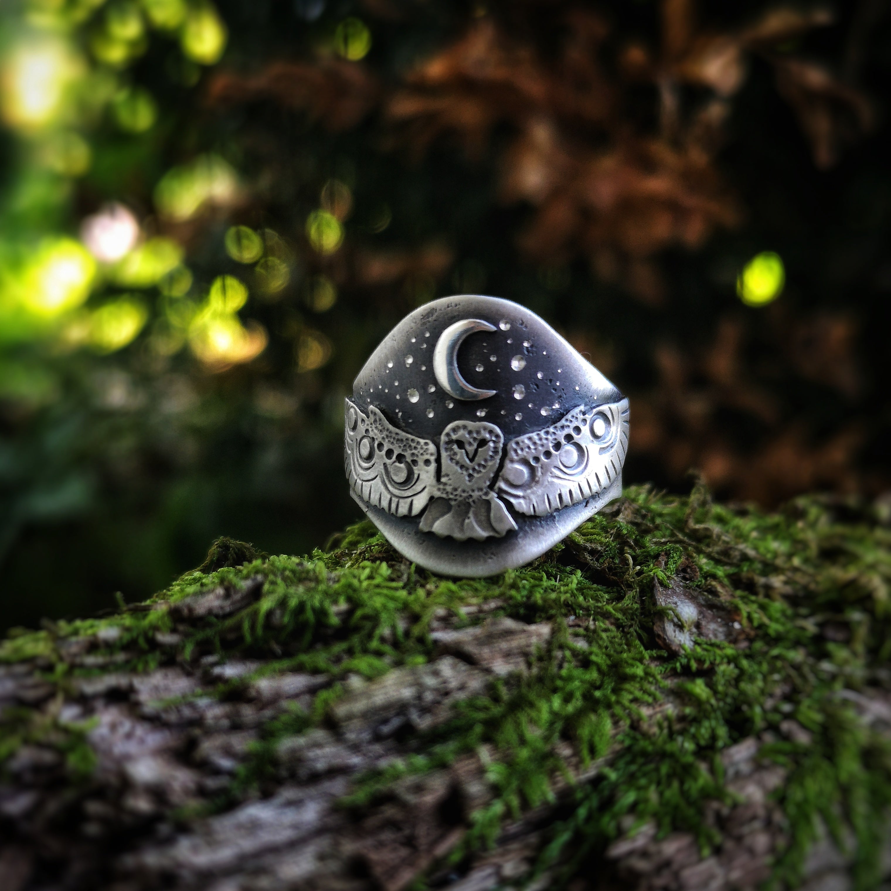 MADE TO ORDER The Barn Owl Ring - Totem Owl Ring