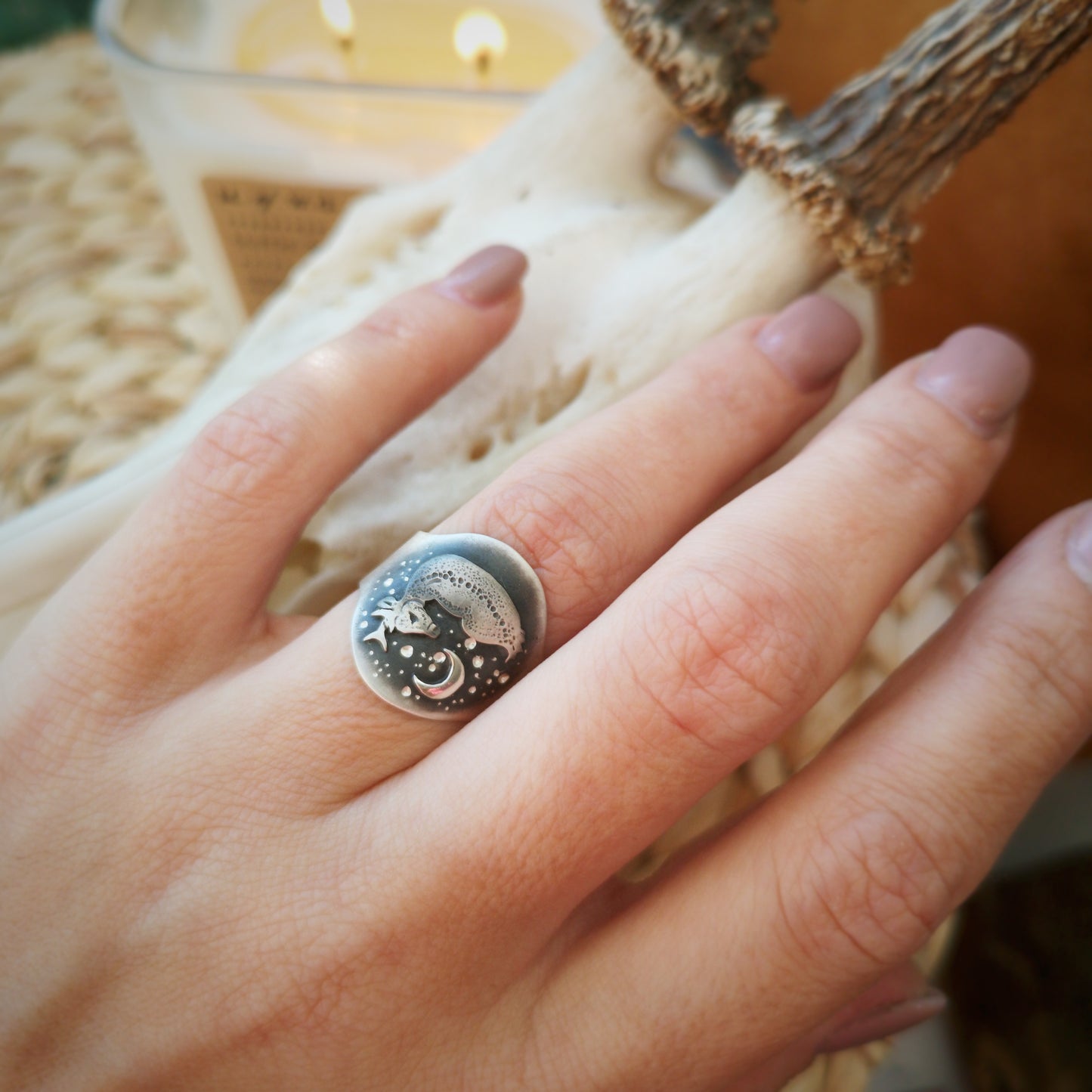 The Pure Silence Ring - Sterling Silver Deer Ring