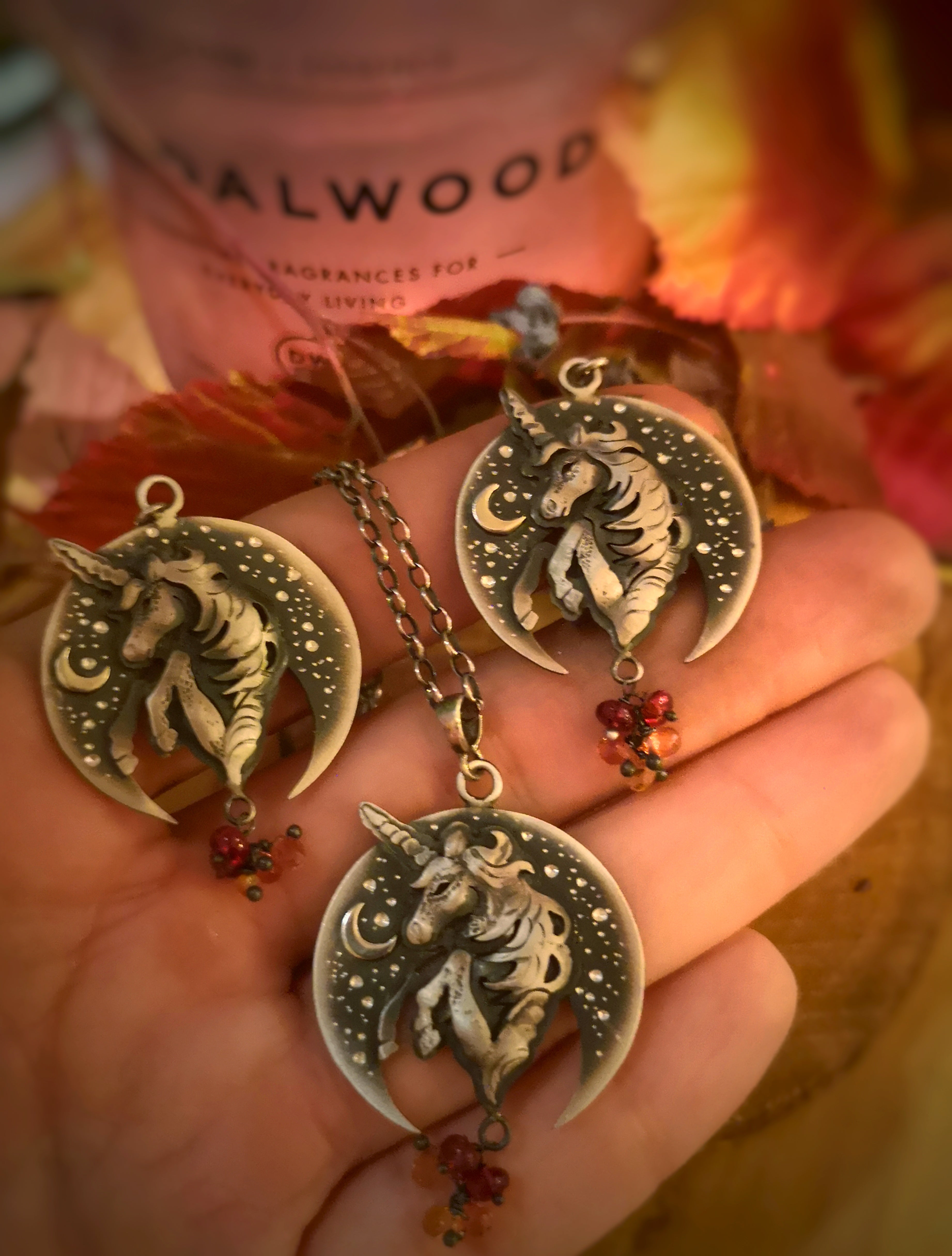The Autumn Unicorn Necklace -  Unicorn Sapphire Necklace