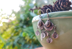 Chandelier Earrings - Sterling Silver Stamped Earrings