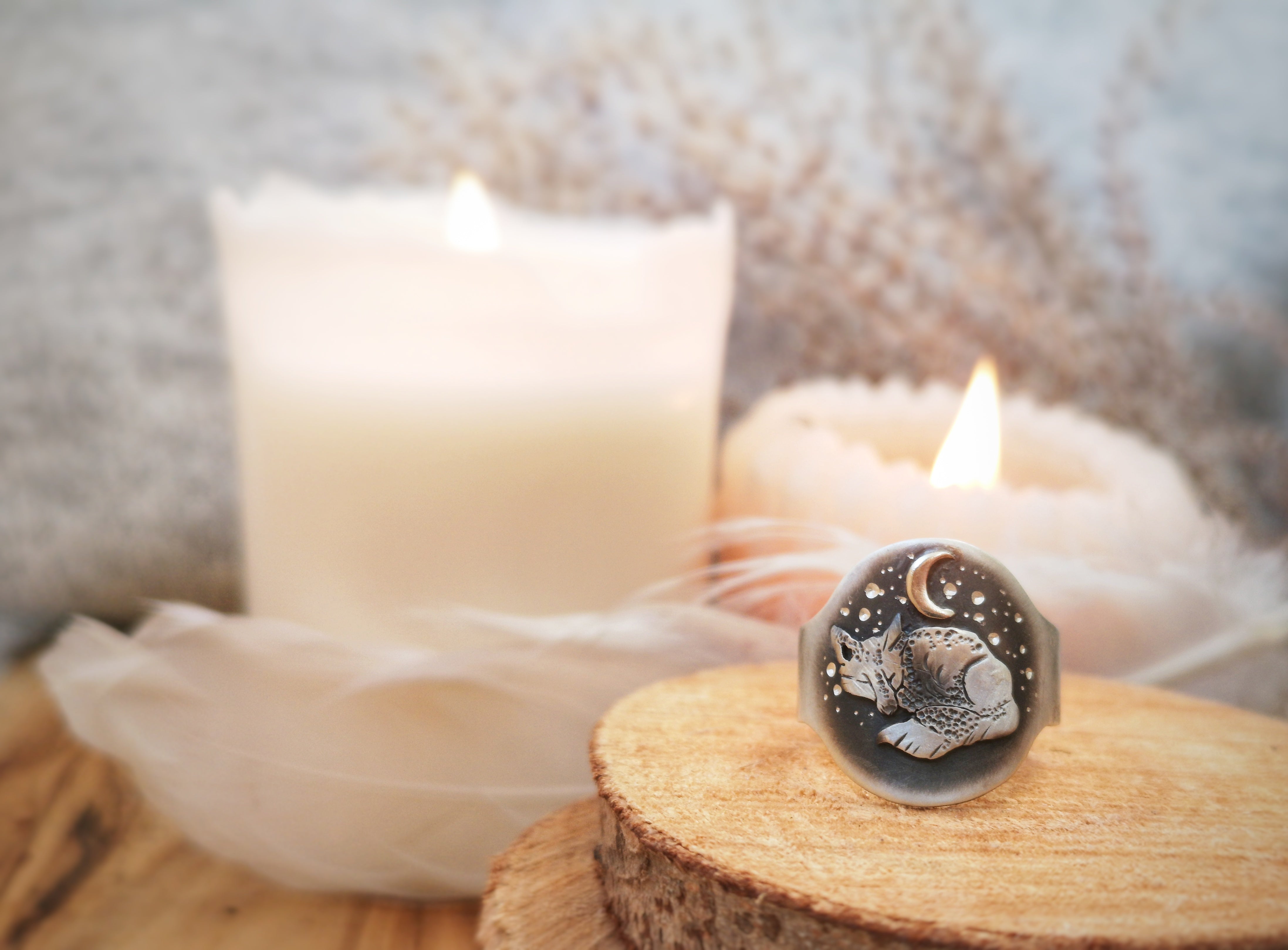 MADE TO ORDER - The Sleeping Fox Ring - Sterling Silver Totem Ring