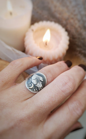 MADE TO ORDER - The Sleeping Fox Ring - Sterling Silver Totem Ring
