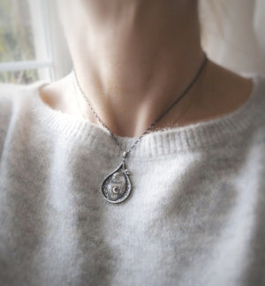 The Sleeping Barn Owl - Drop Shadowbox Necklace