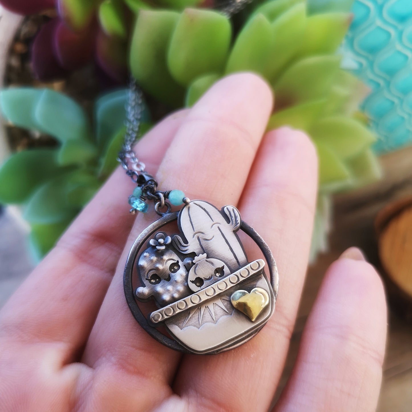 Strong Together Necklace-Cactus Family Necklace