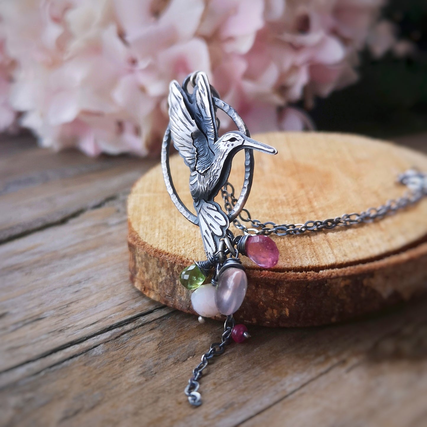 The Hummingbird Talisman Necklace- Oval Lariat Necklace