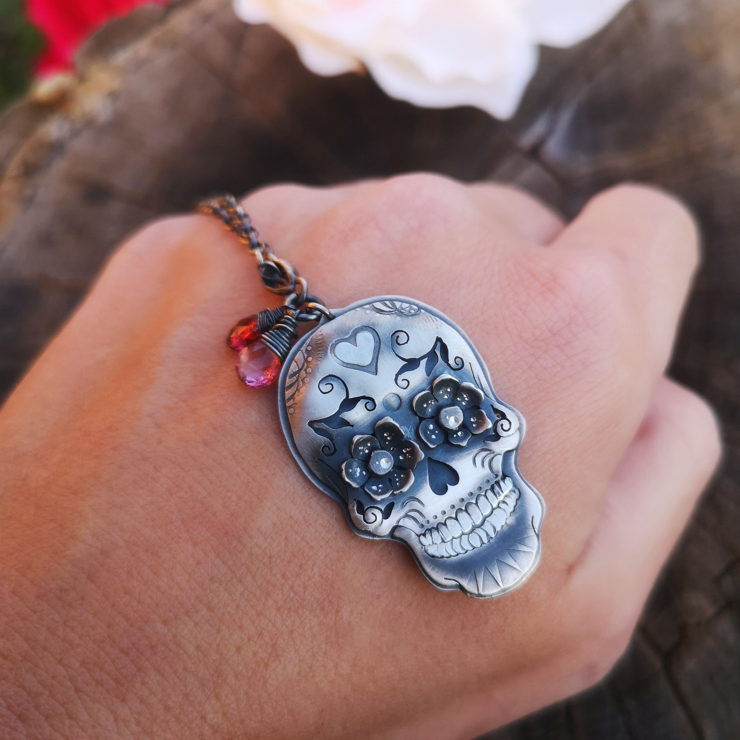 Sugar Skull Necklace - Love & Peace