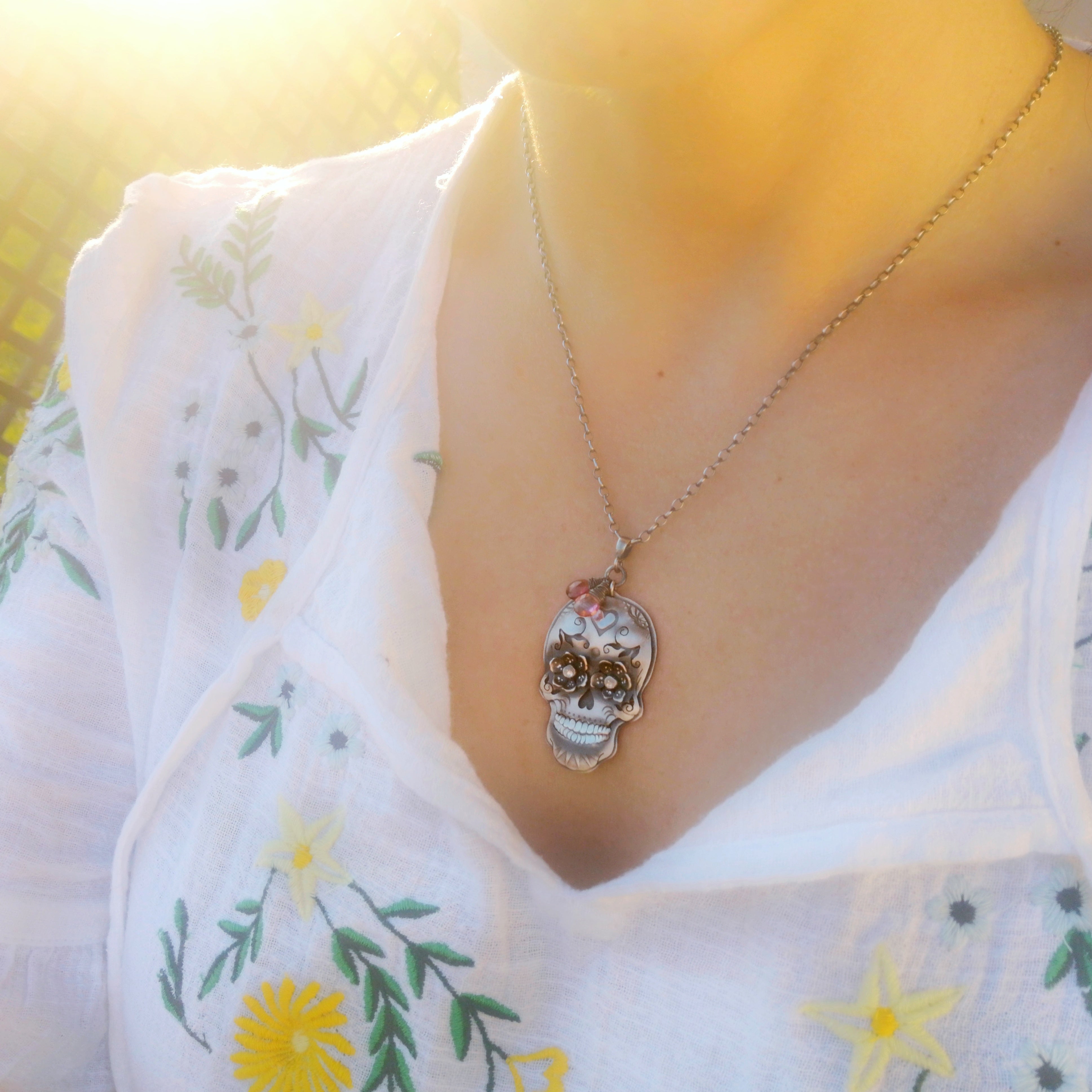 Sugar Skull Necklace - Love & Peace