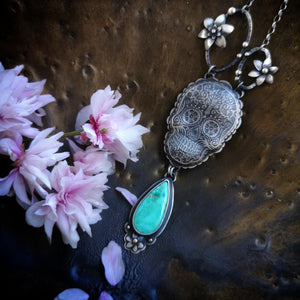 Sugar Skull Necklace - Aqua Royston Turquoise