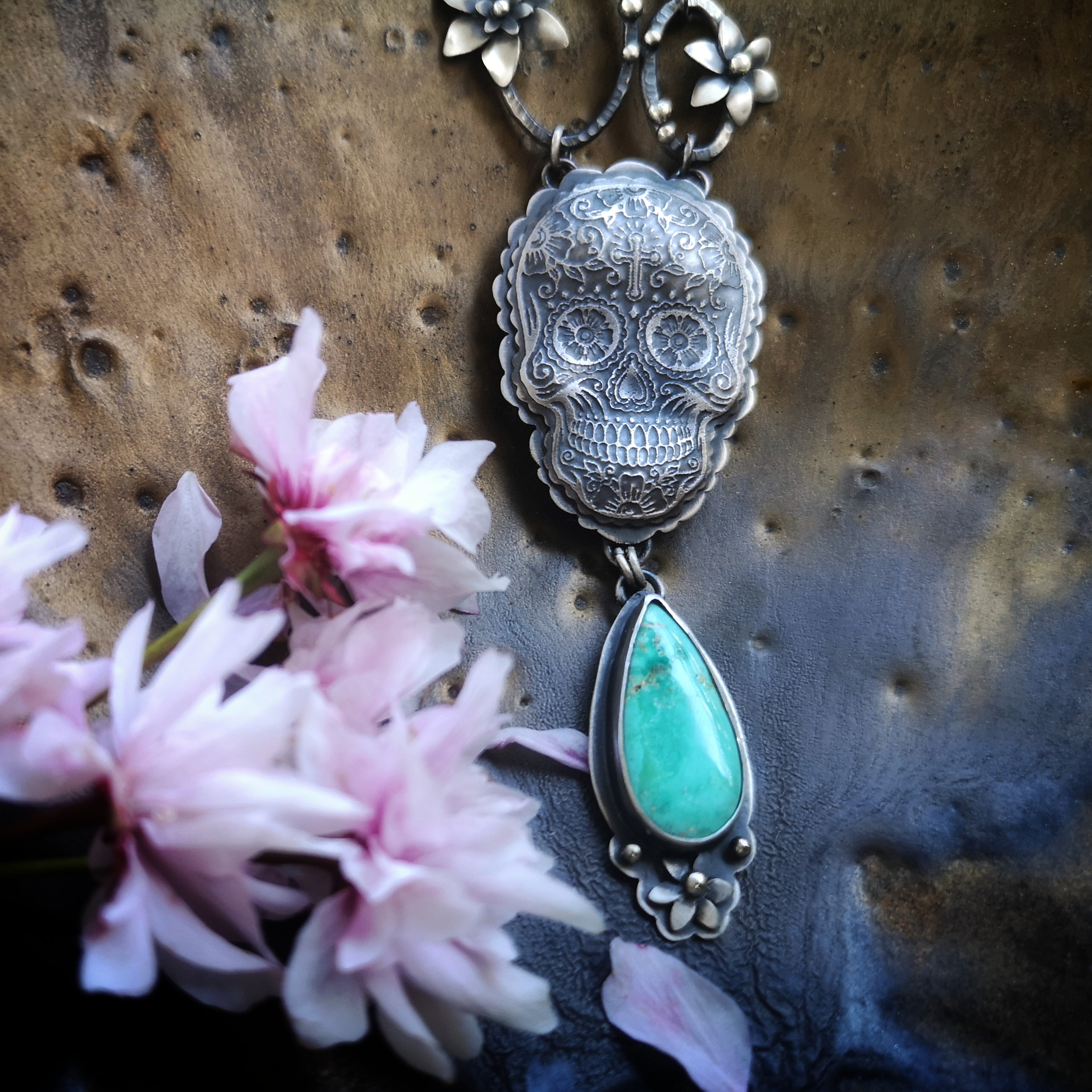 Sugar Skull Necklace - Aqua Royston Turquoise