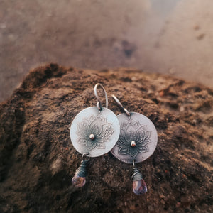 The Lotus Earrings - Pink Amethyst Earrings