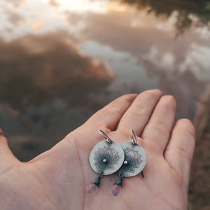 The Lotus Earrings - Pink Amethyst Earrings