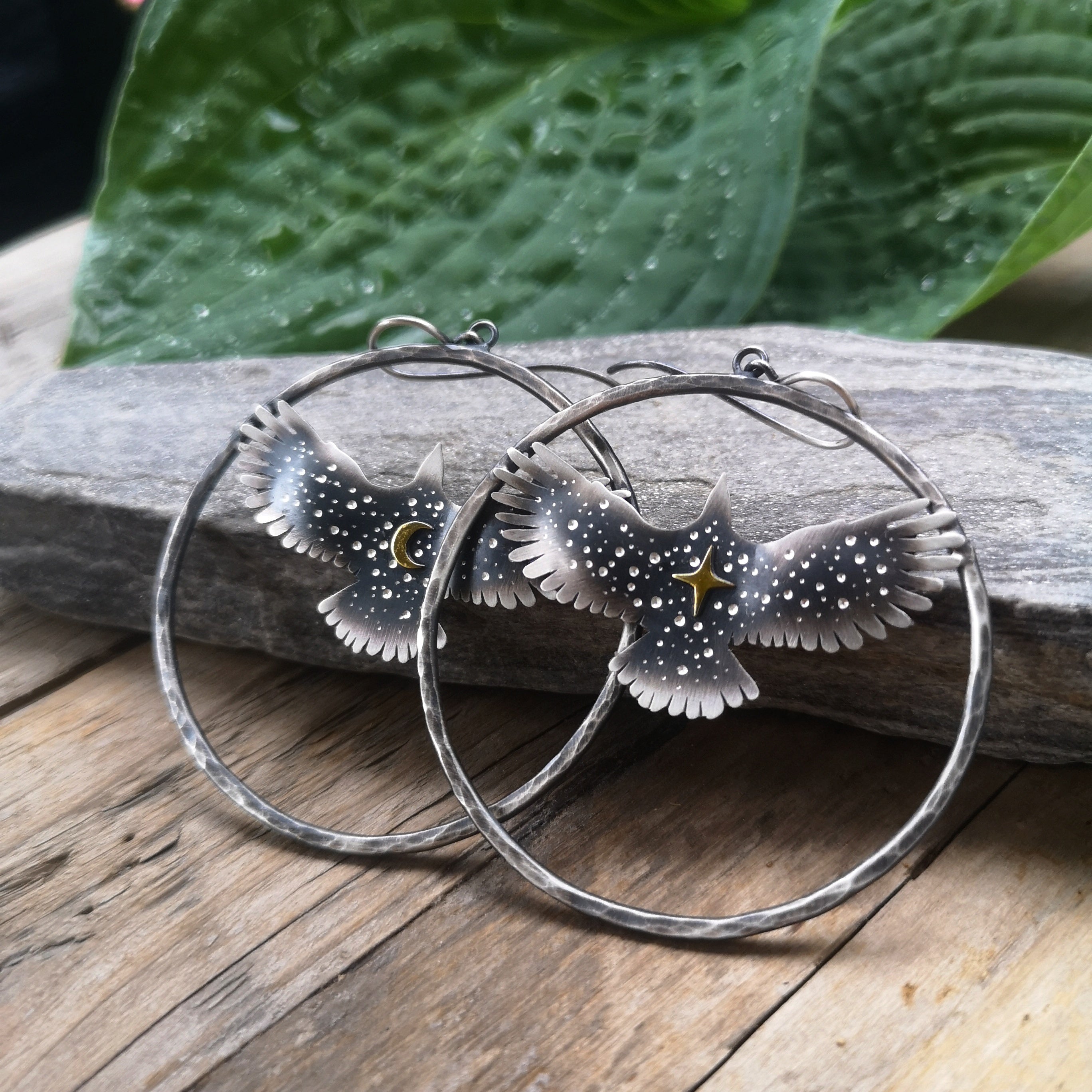 Large Hawk Medicine Hoop Earrings