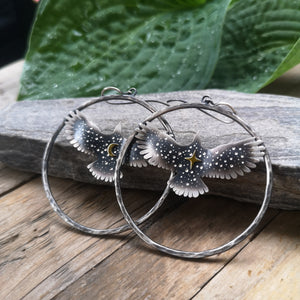Large Hawk Medicine Hoop Earrings