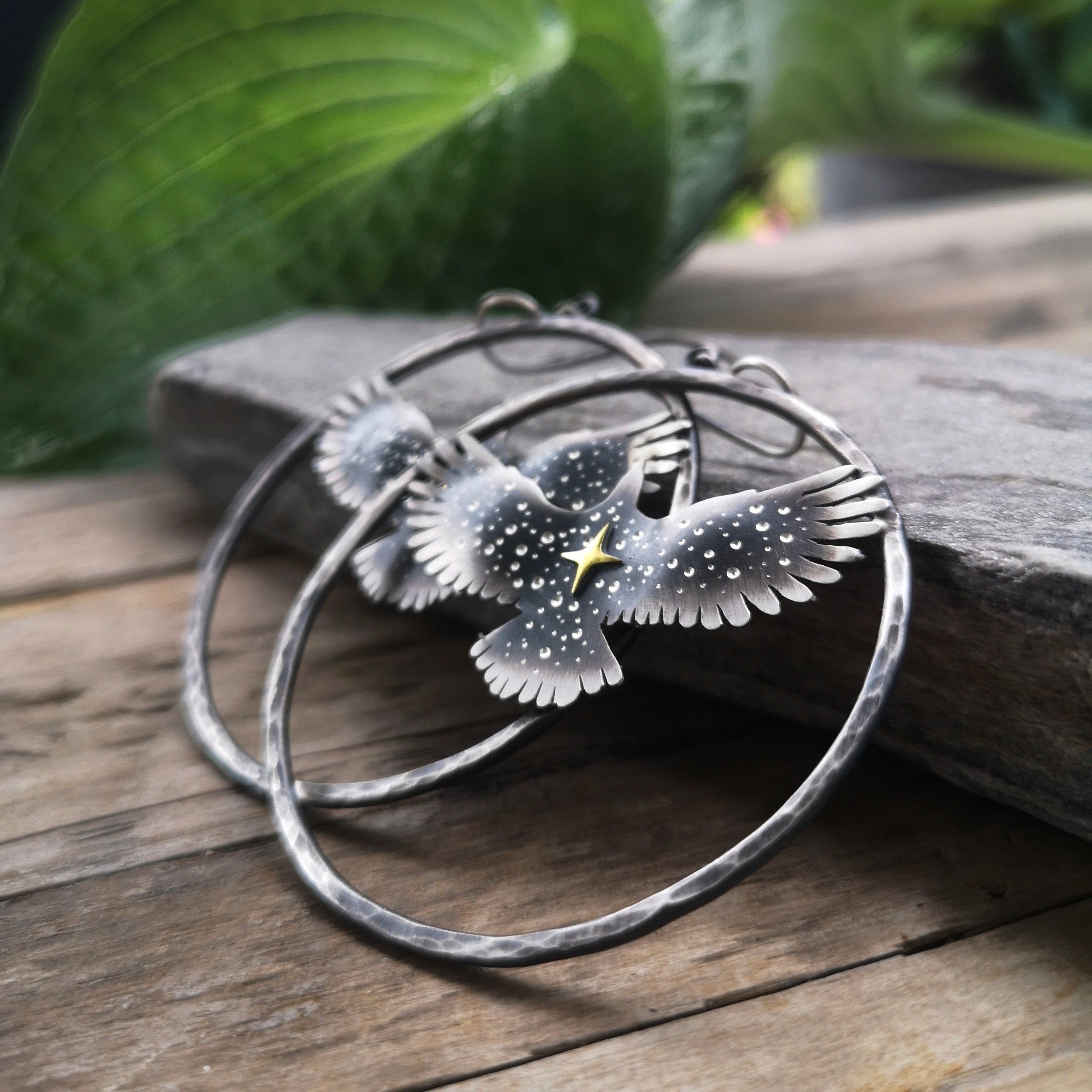 Large Hawk Medicine Hoop Earrings