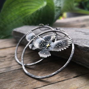 Large Hawk Medicine Hoop Earrings
