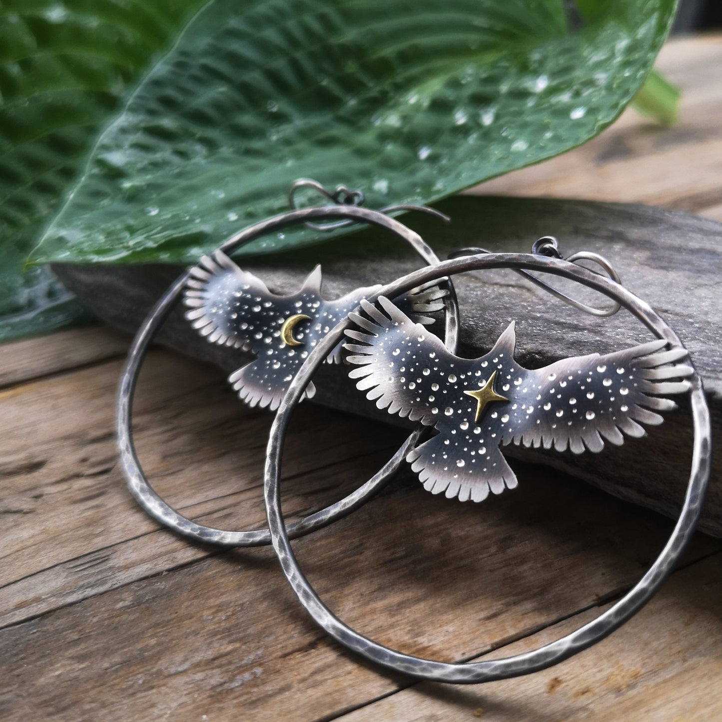Large Hawk Medicine Hoop Earrings