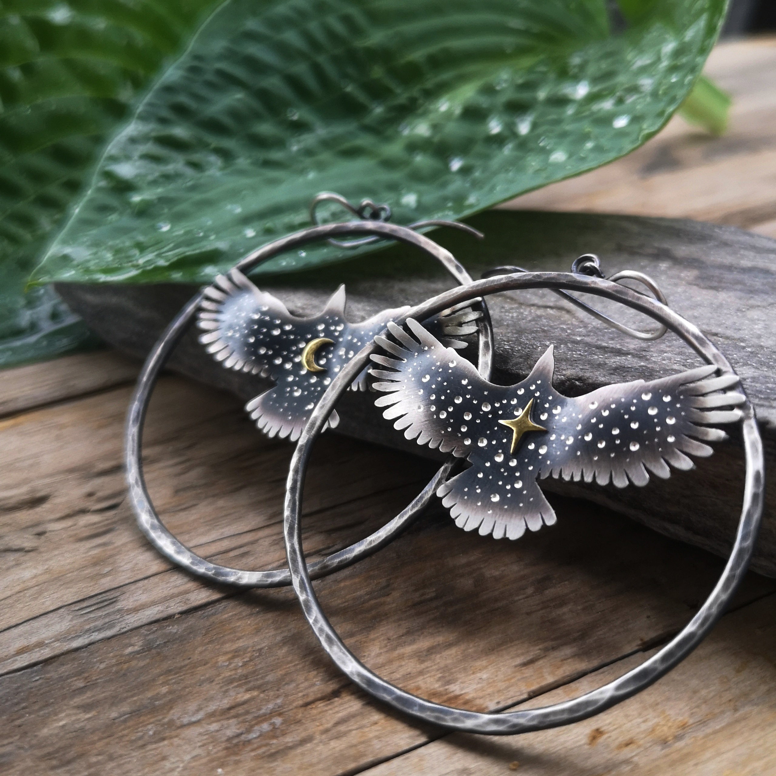 Large Hawk Medicine Hoop Earrings