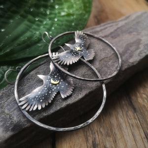 Large Hawk Medicine Hoop Earrings