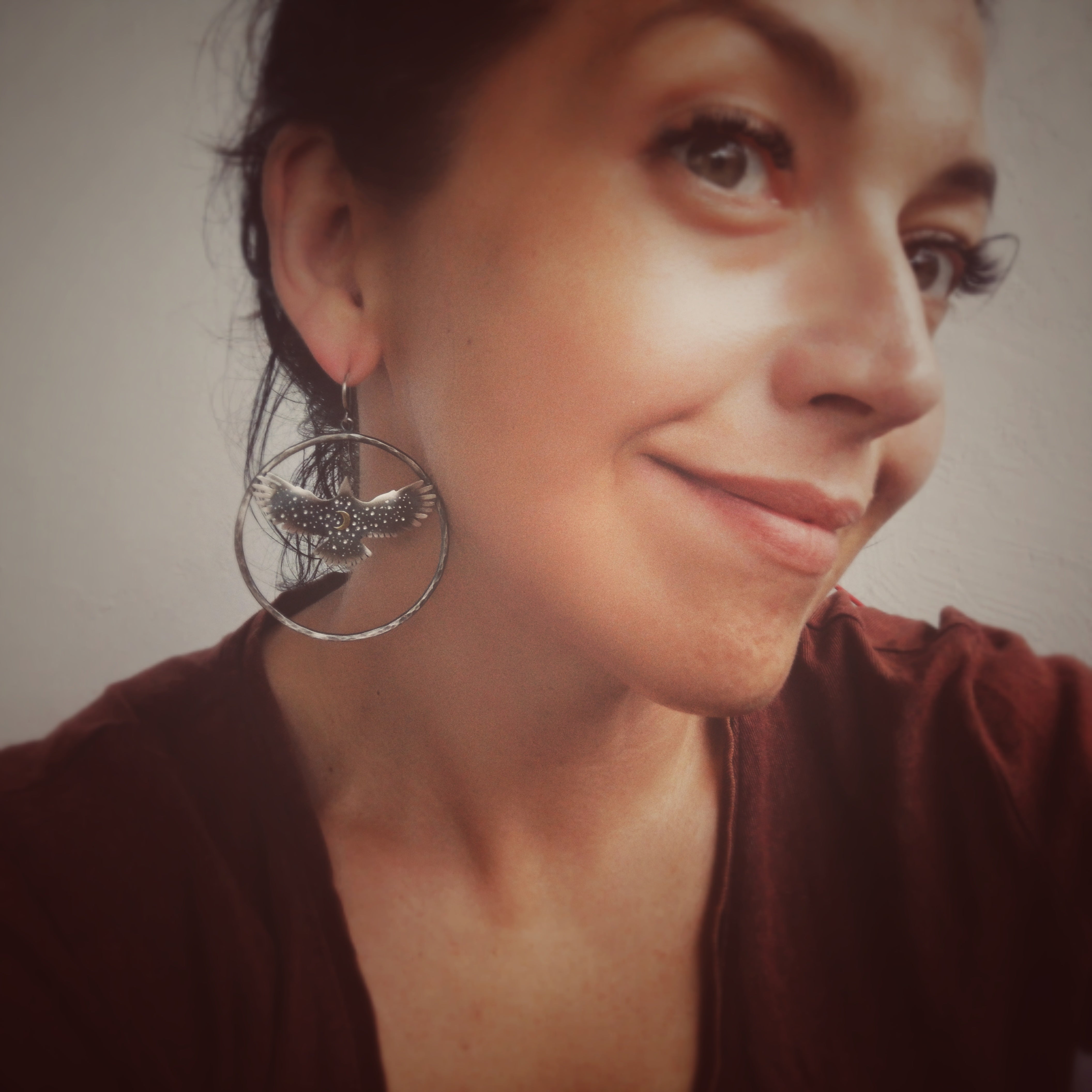 Large Hawk Medicine Hoop Earrings