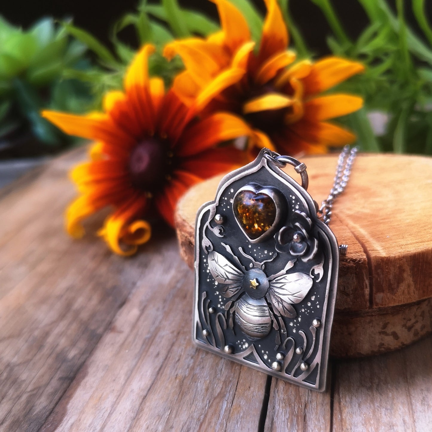 The Song of The Bees Necklace with Baltic Amber