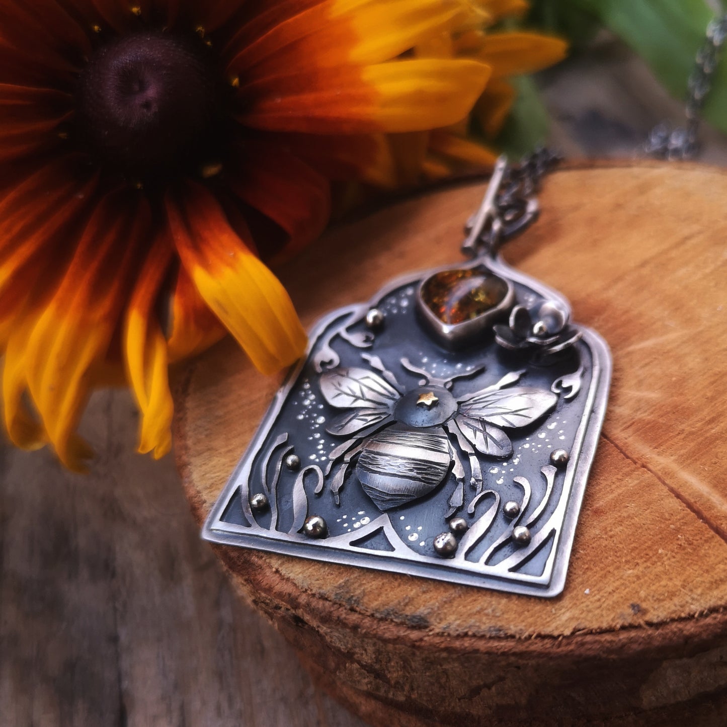 The Song of The Bees Necklace with Baltic Amber