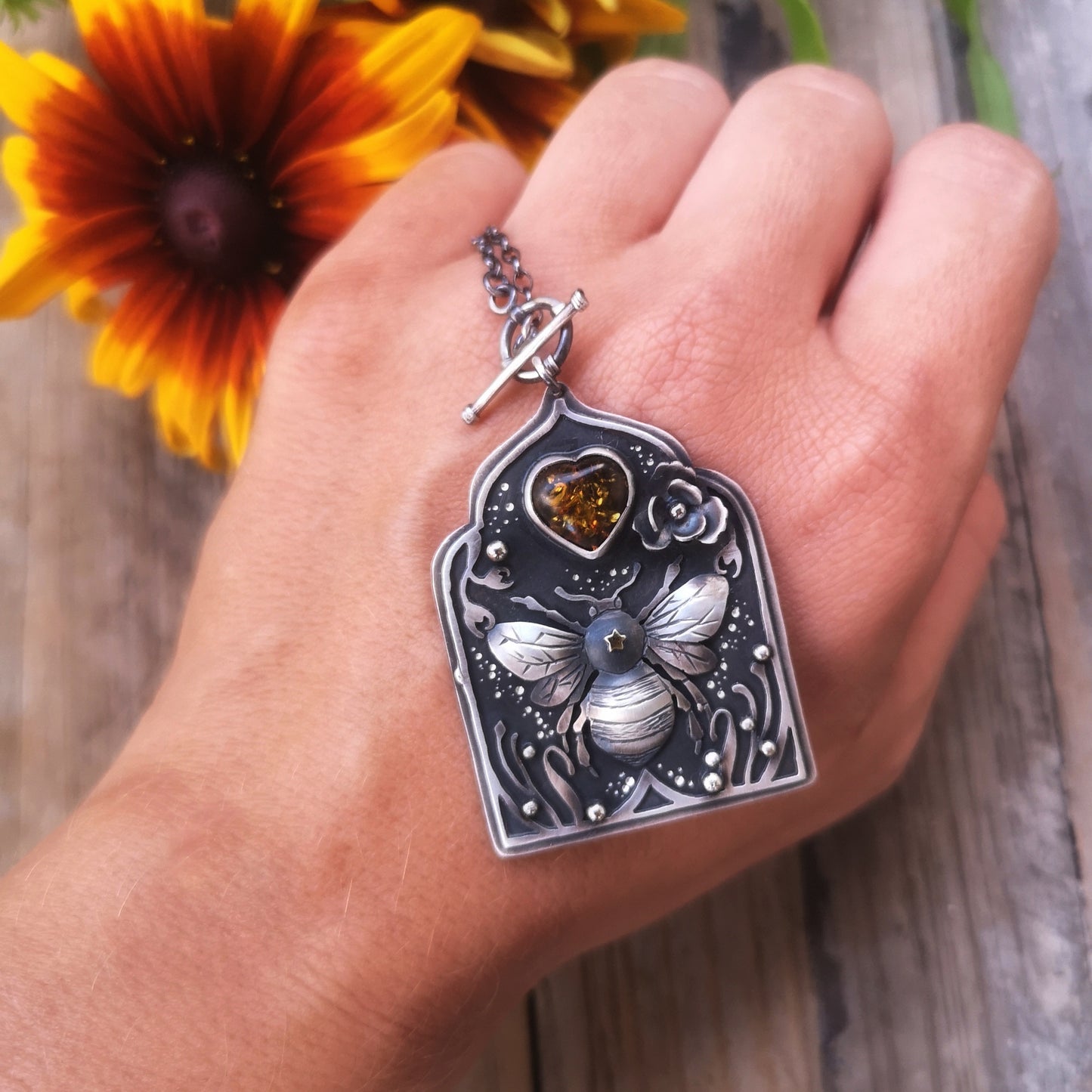 The Song of The Bees Necklace with Baltic Amber