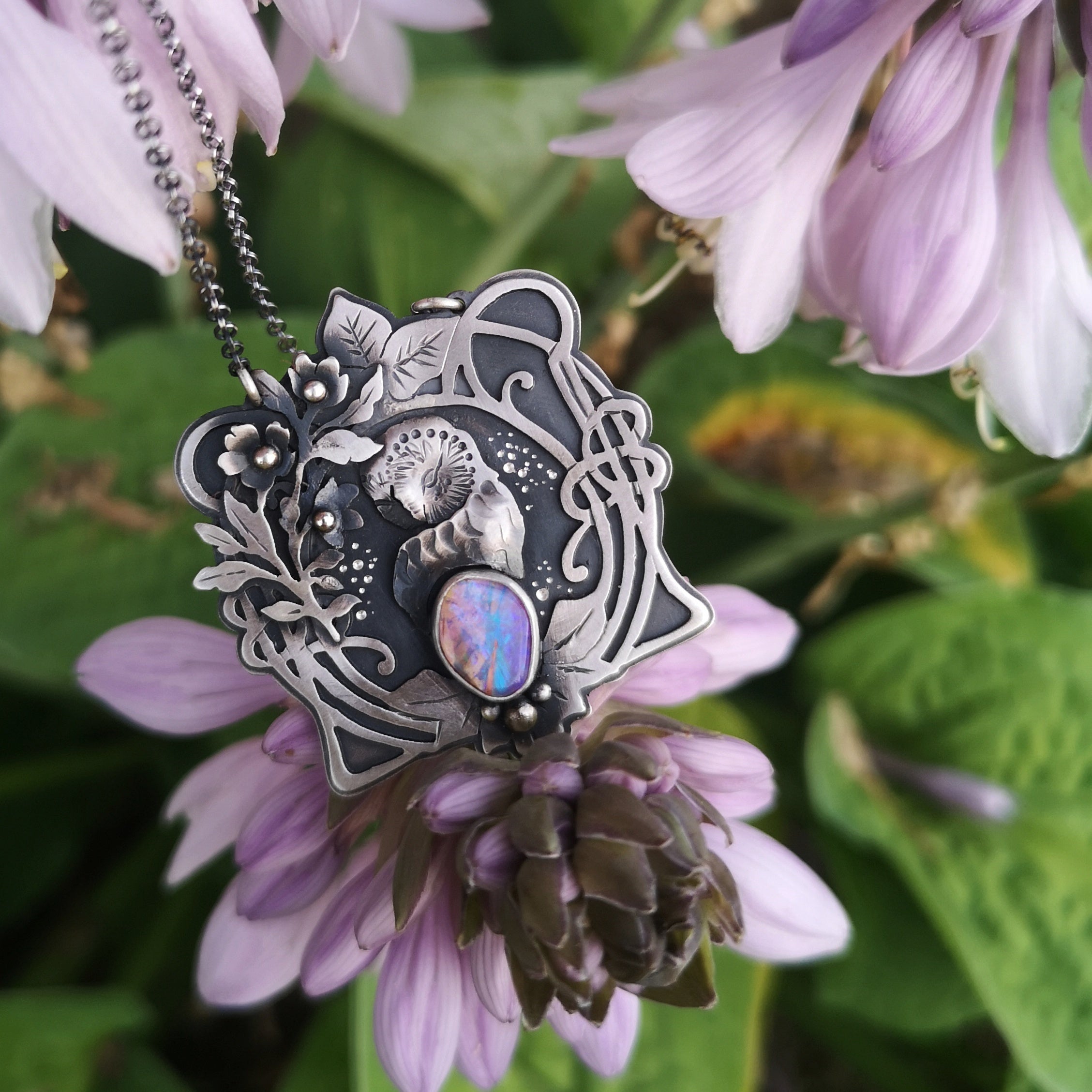 The Sleeping Owl & Australian Opal Necklace
