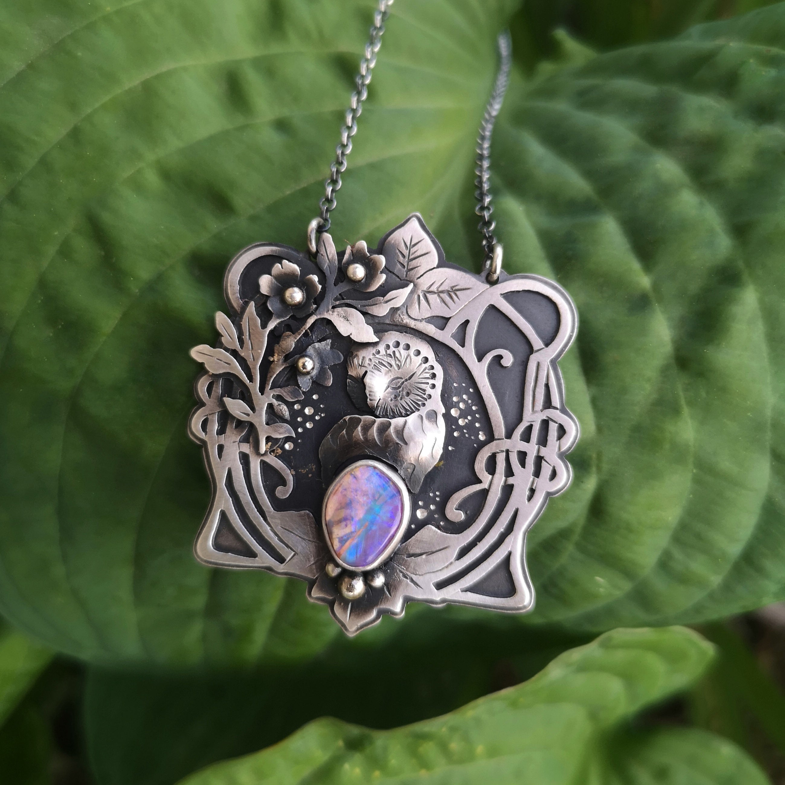 The Sleeping Owl & Australian Opal Necklace
