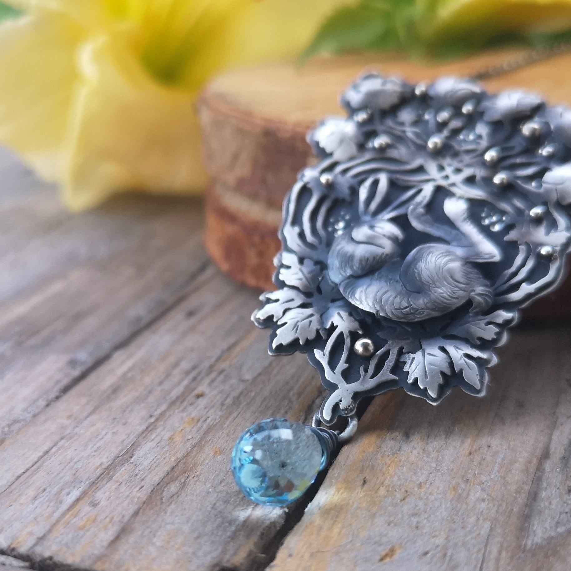 The Sleeping Hare & Sky Blue Topaz Necklace