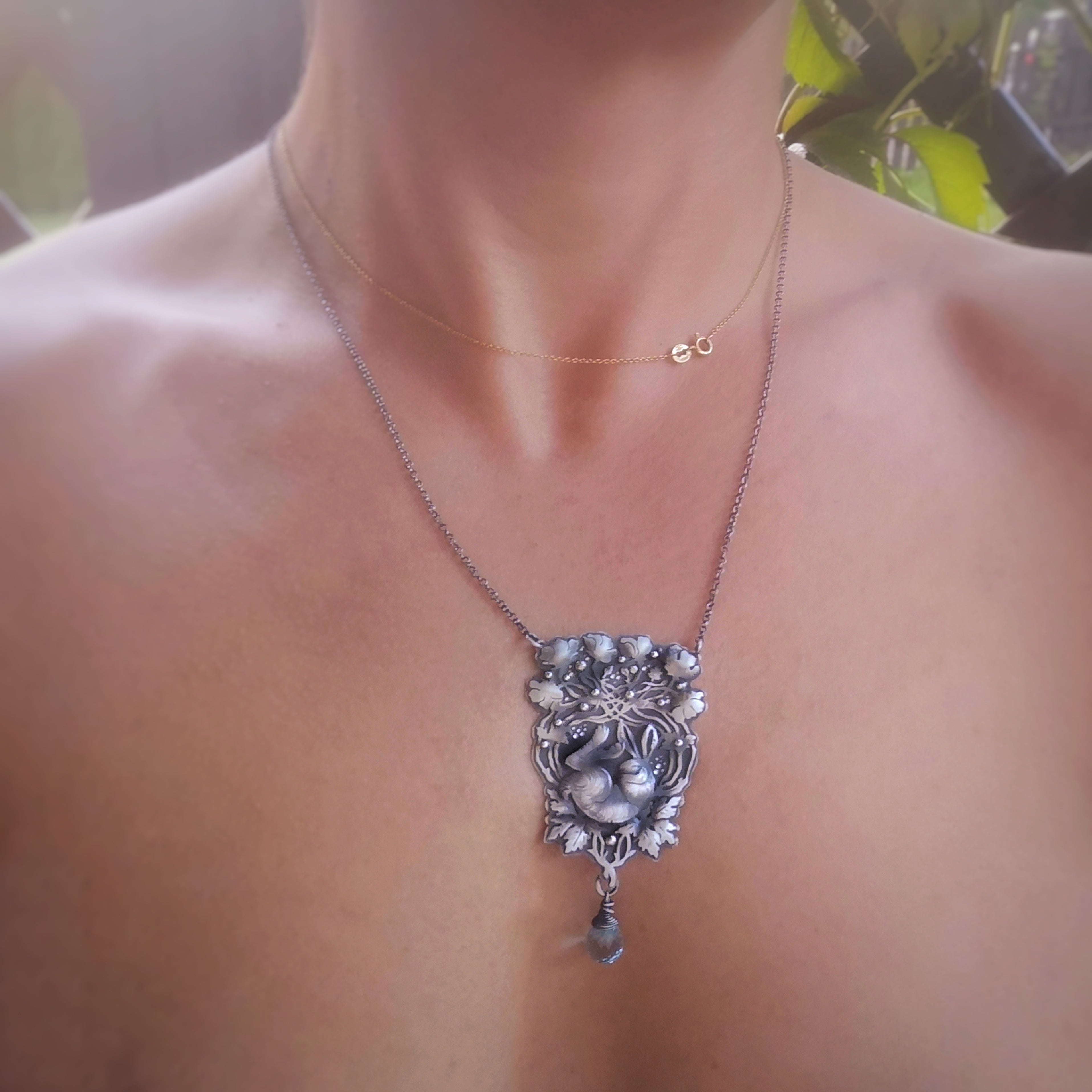 The Sleeping Hare & Sky Blue Topaz Necklace