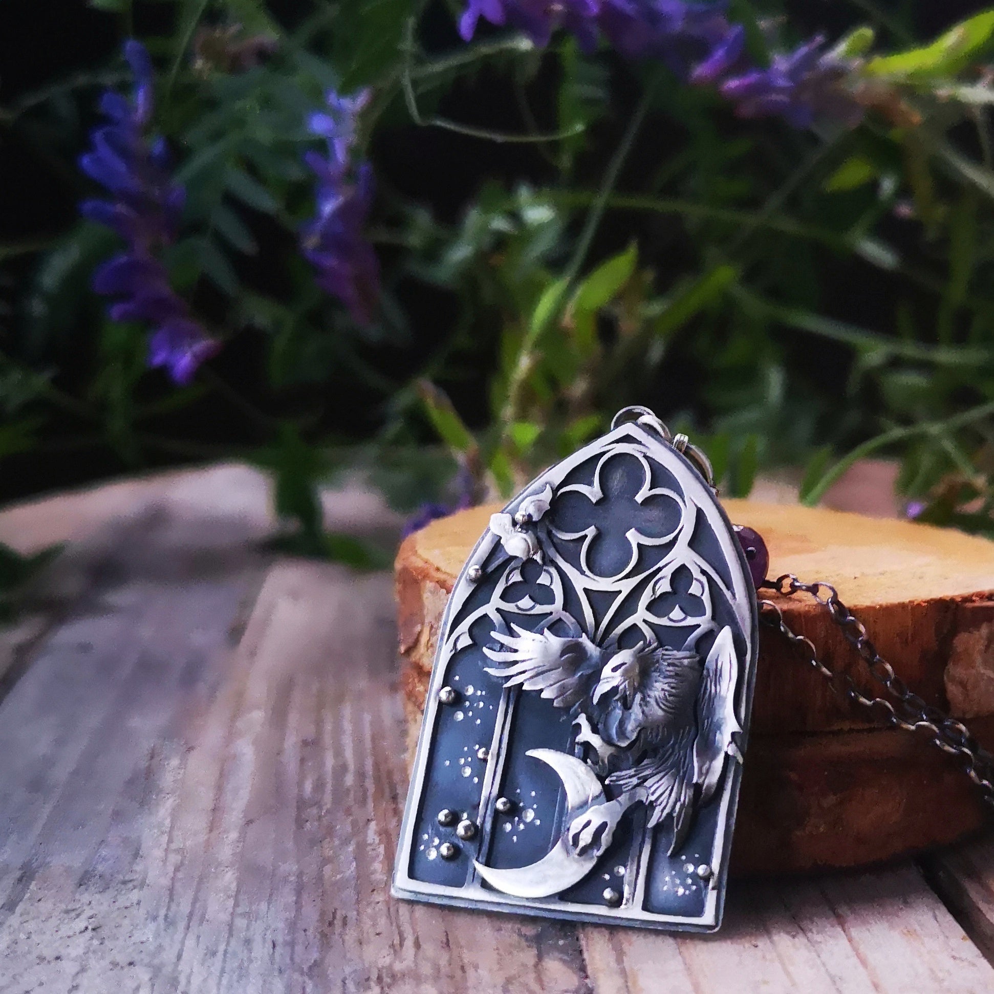 The Raven In The Gothic Window - Necklace
