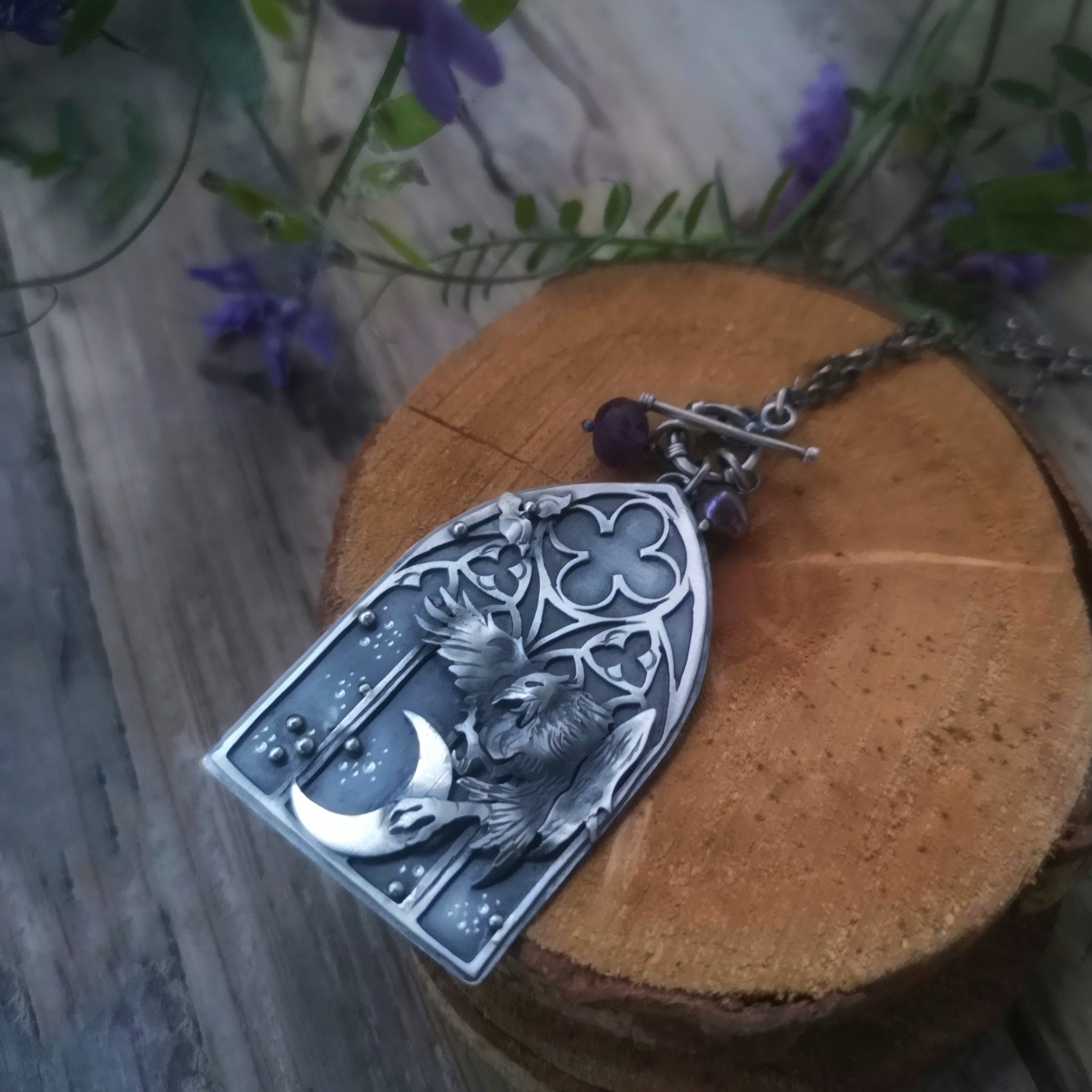 The Raven In The Gothic Window - Necklace